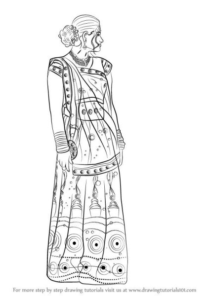 Раскраска индийский костюм