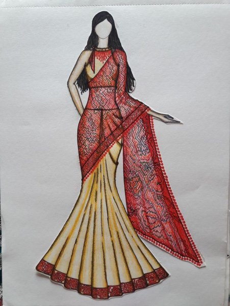 Индийский костюм карандашом