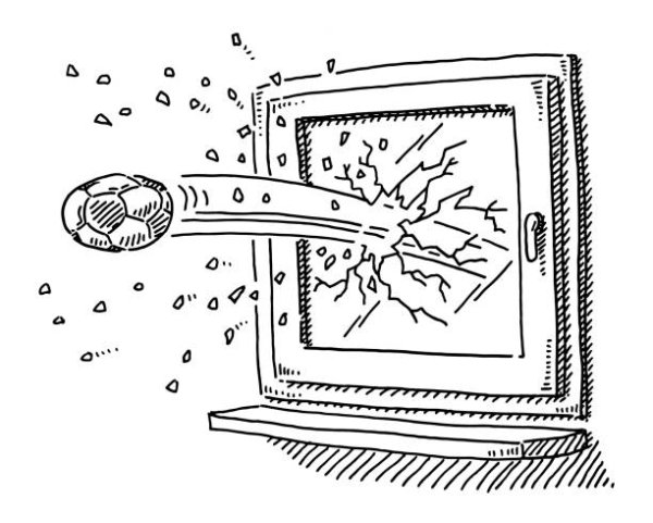 Мальчик разбил стекло