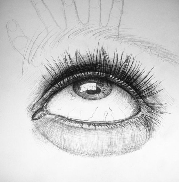 Закатившиеся глаза карандашом
