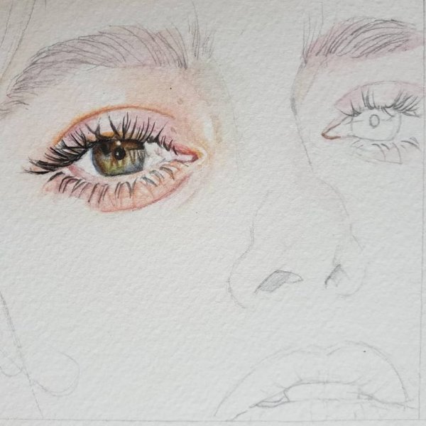 Глаз акварелью пошагово