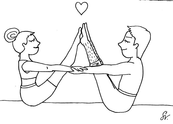 Позы упражнений для двоих лёгкие