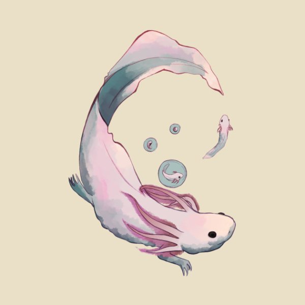 Аксолотль акварелью