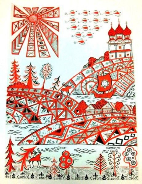 Мезенская роспись Церковь