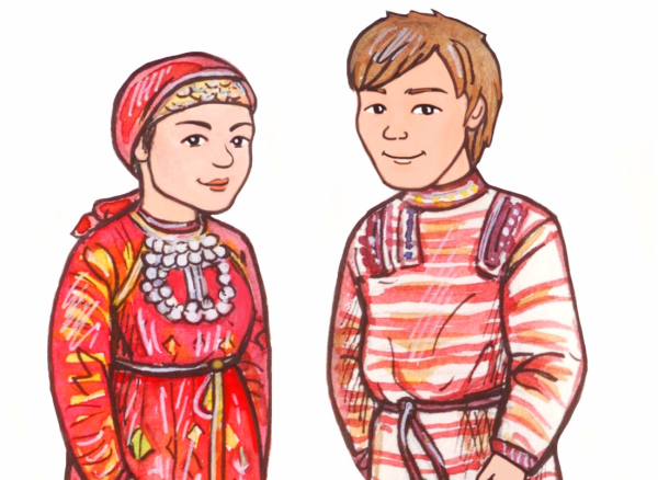 Национальный костюм удмуртов рисунок