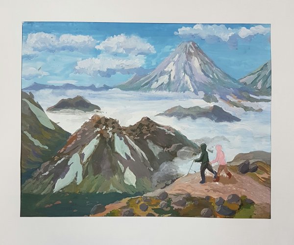 Вулканы камчатканарисованные