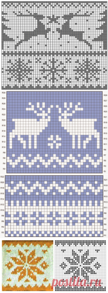Жаккард олени схема для носков