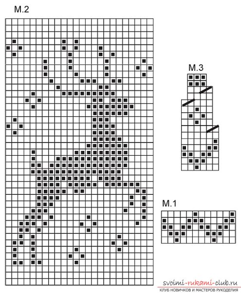 Жаккардовые узоры олени спицами схемы