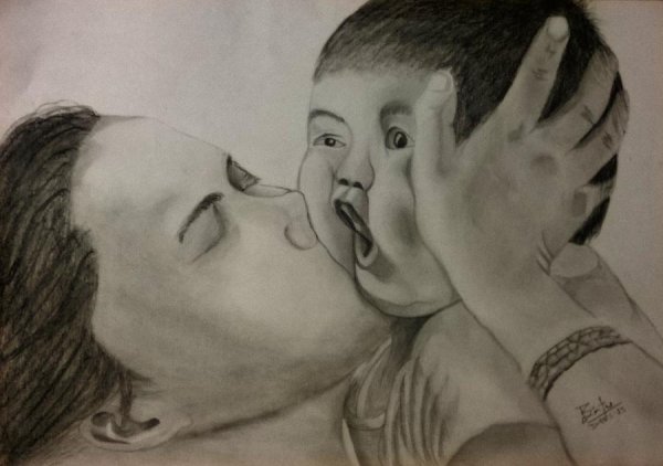 Поцелуй рисунок детский