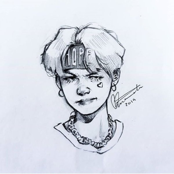 Юнги БТС рисовать