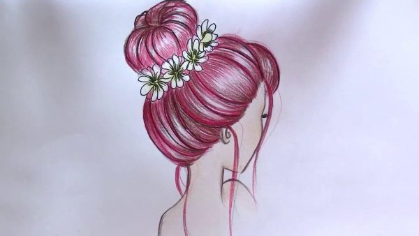 Фантазийная прическа карандашом