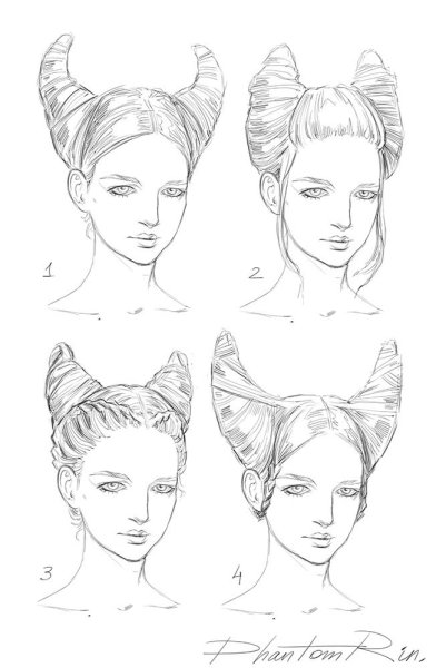 Фентезийная причёска рисунок