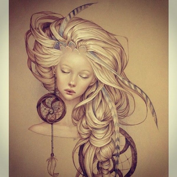 Фантазийная прическа карандашом