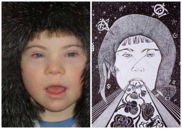 Лицо Дауна карандашом