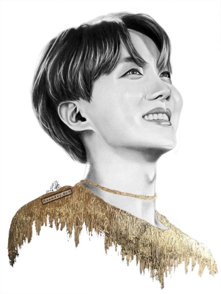 Чон Хосок портрет карандашом