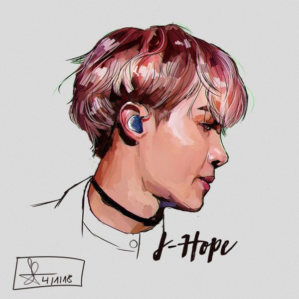 БТС акварелью Джей Хоуп