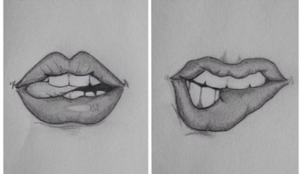 Закусанная губа карандашом