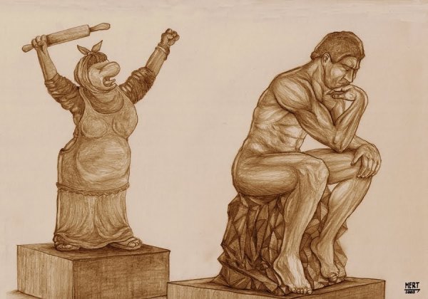 Карикатуры скульптуры мыслитель