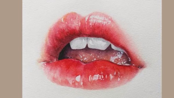 Закусанная губа рисунок