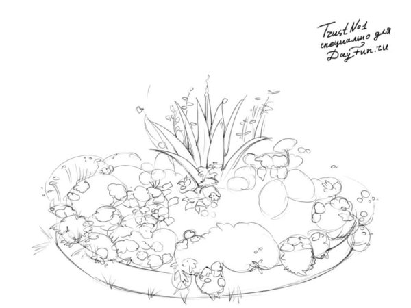 Клумба с цветами на прозрачном фоне