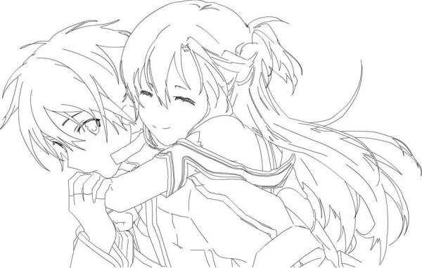 Раскраски аниме Асуна и Кирито