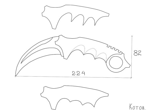 Чертёж ножа керамбит из стандофф 2