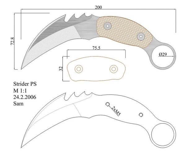 Раскраски ножи из КС го керамбит