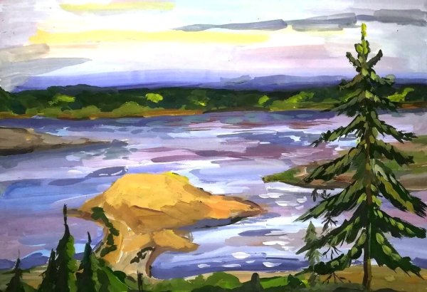 Река Кама рисунок детский