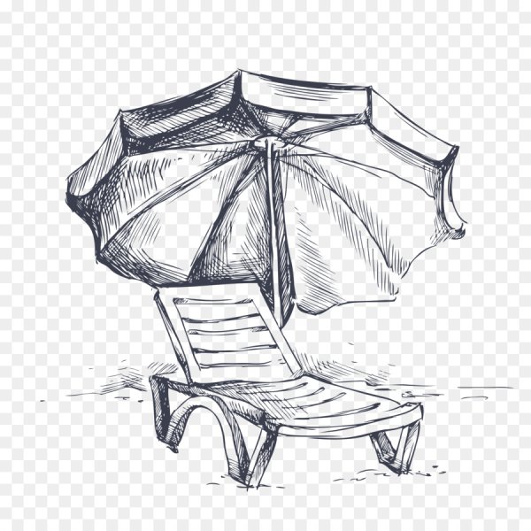 Рисунок шезлонг и зонт
