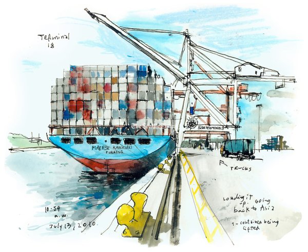 Морской порт рисунок