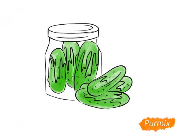 Огурцы в банке карандашом