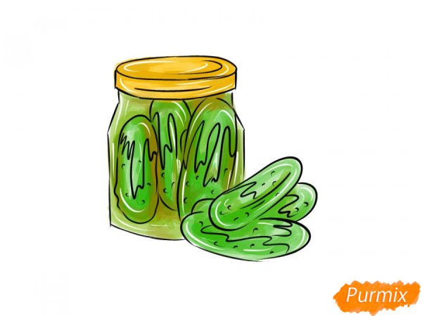 Рисование " огурцы в банке"