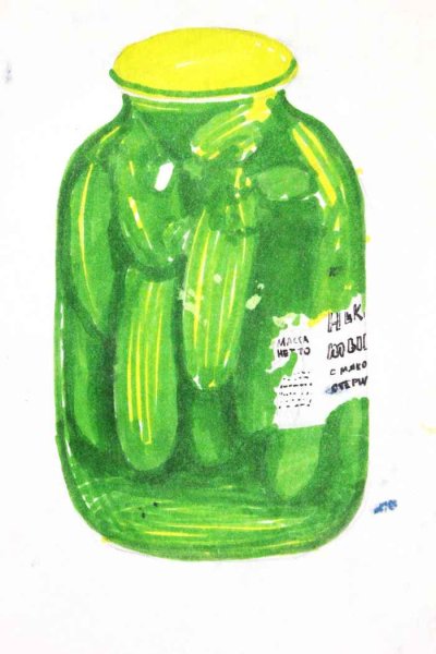 Рисование " огурцы в банке"