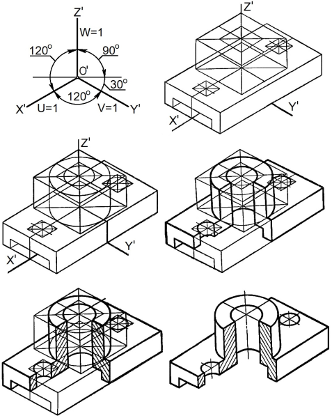 Построение аксонометрической проекции модели в изометрии