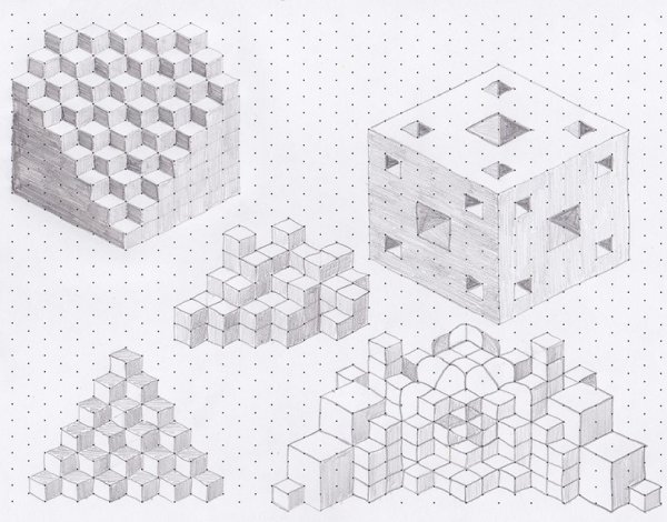 Объёмные рисунки по клеточкам