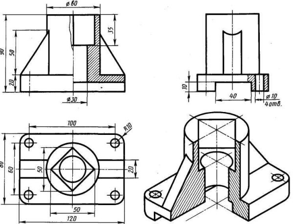 Корпус вид сбоку Инженерная Графика