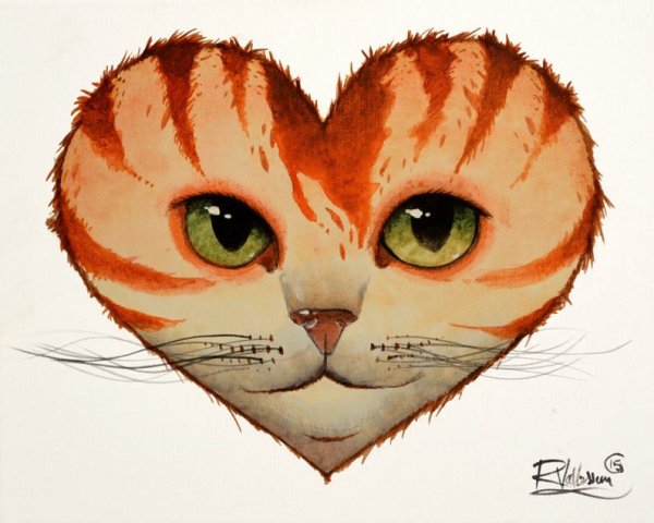 Котик с сердцем арт