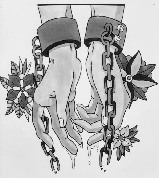 Нарисовать руки в наручниках
