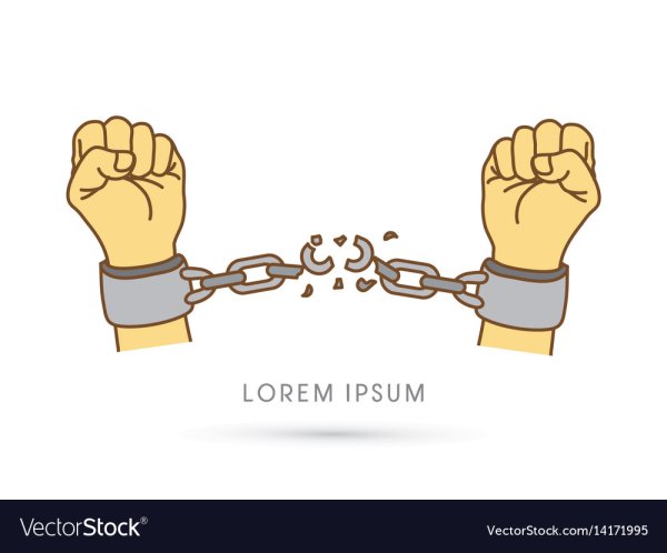 Разорванные кандалы на руках