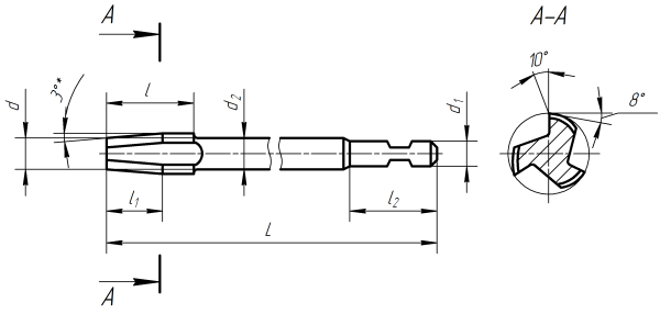 Метчик чертеж ГОСТ