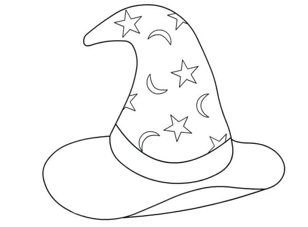 Шляпа ведьмы раскраска для детей