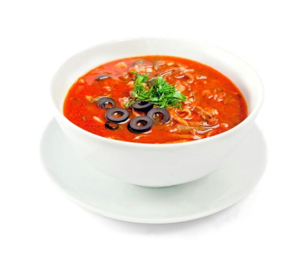 Суп на белом фоне