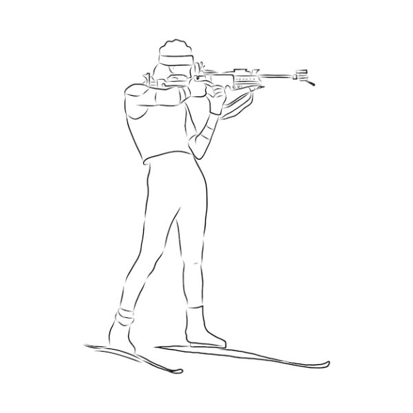 Биатлонист на белом фоне