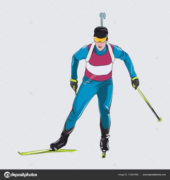 Лыжи биатлониста рисунок