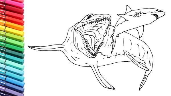 Раскраски мир Юрского периода Мозазавр