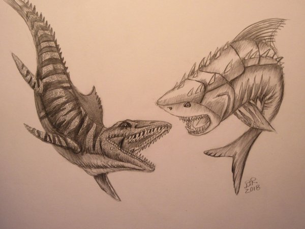 Мозазавр против МЕГАЛОДОНА