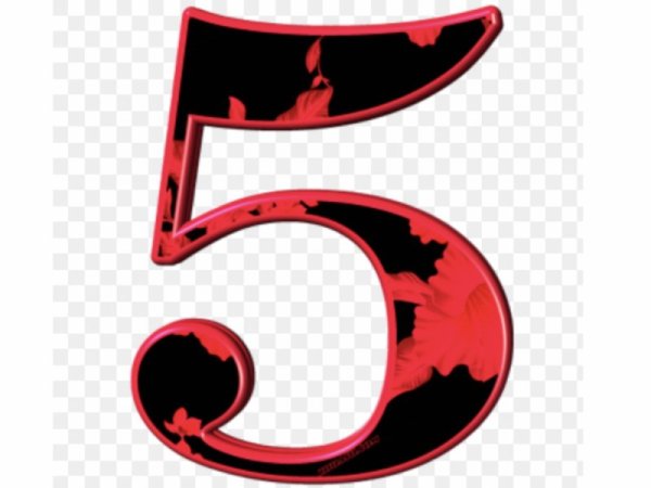 Красивая красная цифра 5