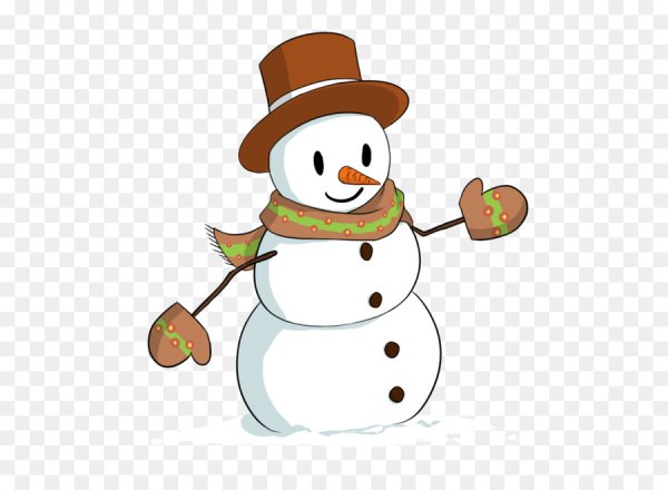 Новогодний Снеговик на прозрачном фоне