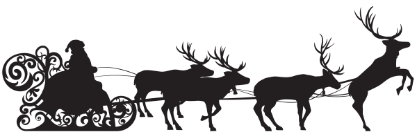 Дед Мороз на оленях силуэт