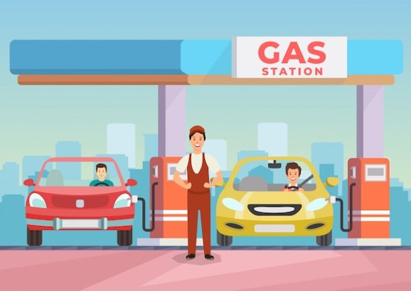 Рисунок автозаправки для детей